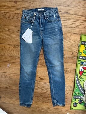 GRLFRND High Rise Skinny Jeans in Medium Blue Wash